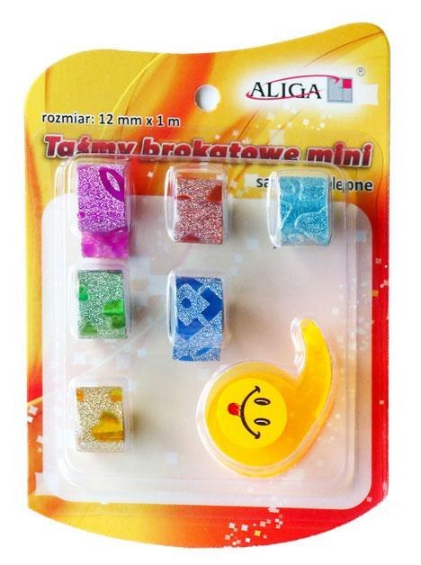 Mini taśma brokatowa 6szt. + gilotyna 12mm x 1m Mini taśma brokatowa 6szt. + gilotyna 12mm x 1m