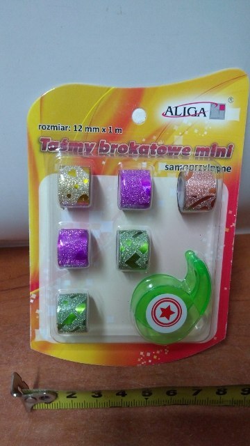 Mini taśma brokatowa 6szt. + gilotyna 12mm x 1m Mini taśma brokatowa 6szt. + gilotyna 12mm x 1m