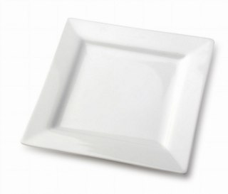 Talerz 18x18 kwadrat biała porcelana 8szt. HTNA3155