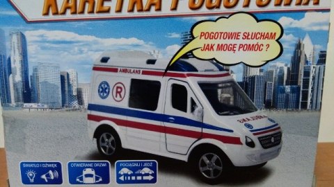 Auto metalowe KARETKA POGOTOWIA POLSKI GŁOS 11cm HKH089