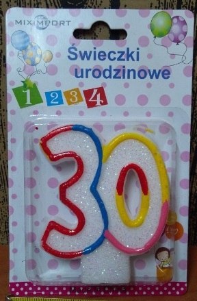 Świeczka urodzinowa ''30'' | ŚW-289K