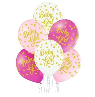 Balony 6szt. BABY GIRL DOTS 12' | 42-28