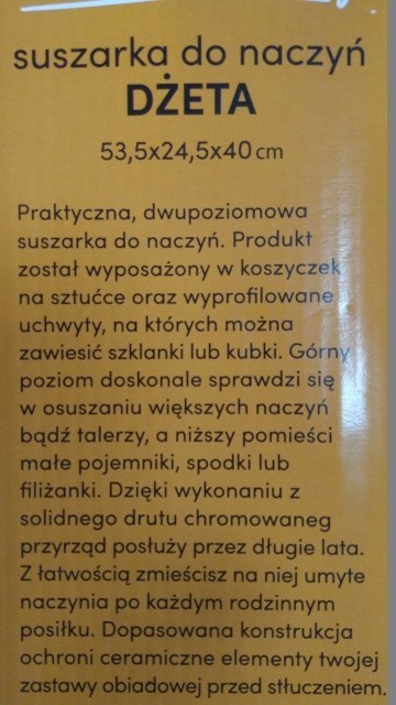 Suszarka do naczyń Tadar Dżeta 2 poziomy 53,5 x 24,5 cm x 40 cm czarna