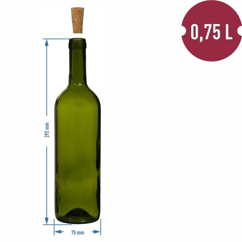 Butelka na wino 0,75l OLIWKOWA 8szt. | 631471