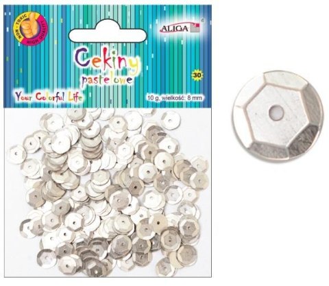 Cekiny 12szt pastelowe SREBRNE 8mm 10g | WMT-114 Cekiny 12szt pastelowe SREBRNE 8mm 10g | WMT-114