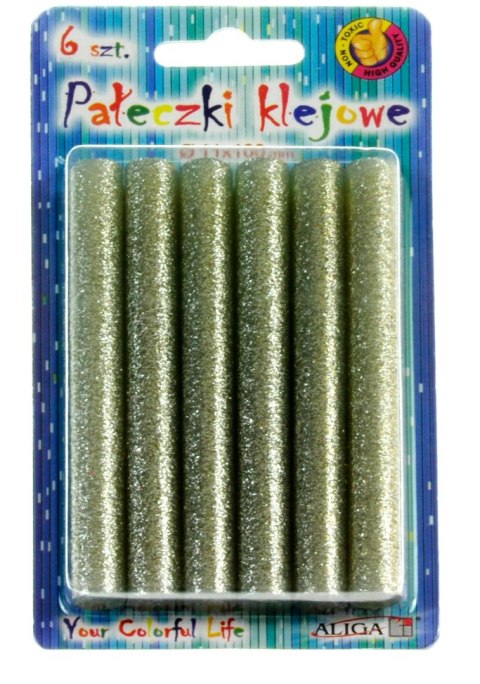 Pałeczki klejowe 6szt. klej SREBRNE BROKAT 11x100mm Pałeczki klejowe 6szt. klej SREBRNE BROKAT 11x100mm