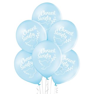 Balony 30 cm Chrzest Św. niebieskie 6szt.