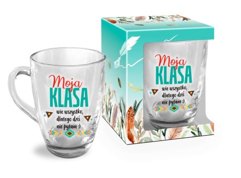 Kubek szklany baryłka 350ml moja klasa wie wszystko...