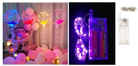 Lampki 10szt dekoracyjne na druciku 30 LED 3m PURPUROWE (na baterie) NT2410