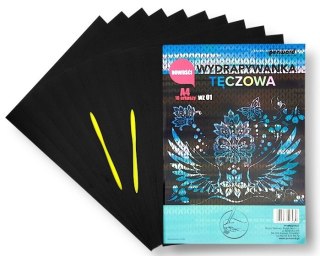 Wydrapywanka tęczowa A4 a'10 multicolor WZ-01 + 2 rylce