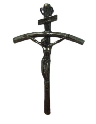 Krzyż Papieski metalowy duży 24cm z zawieszką