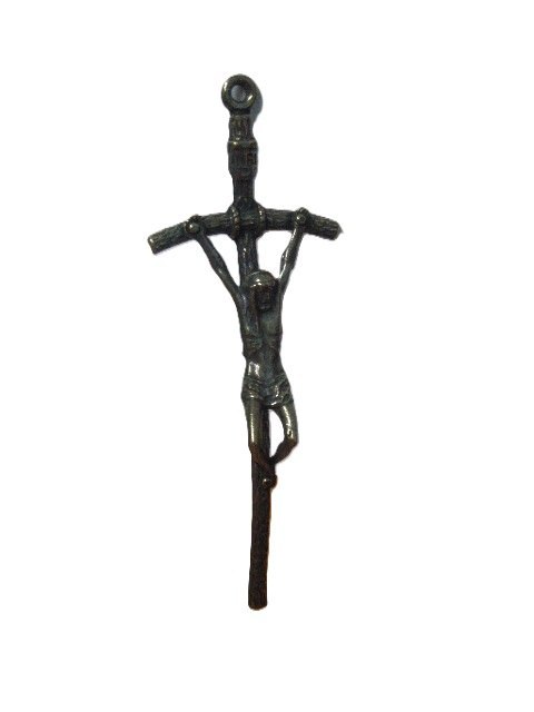 Krzyż Papieski metalowy mały 14cm