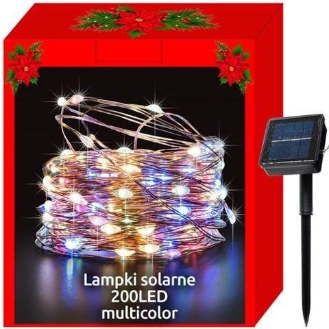 Lampki choinkowe solarne-druciki 200LED multicolor 11396