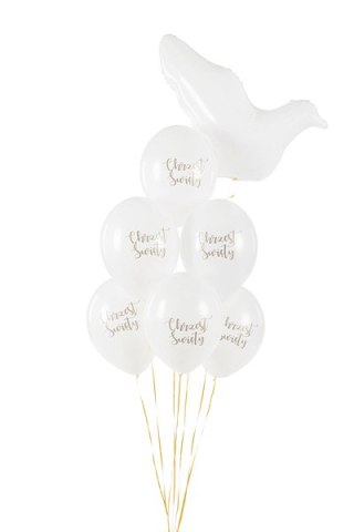 Balony 30 cm, Chrzest Święty, Pastel Pure White 6szt. SB14P-309-008-6 SB14P-309-008-6