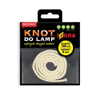 Knot do lampy naftowej, oliwnej i pochodni, okrągły 8 mm/100 cm