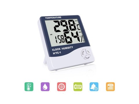 Termometr elektroniczny lcd wew. zegar data alarm 01102