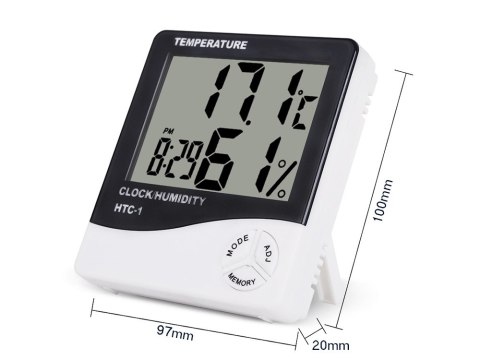 Termometr elektroniczny lcd wew. zegar data alarm 01102