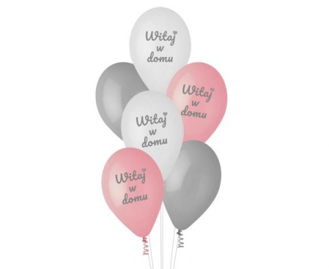 Balony Premium Witaj w domu różowe 12" 6szt.