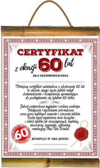 Dyplom certyfikat 60 lat Pan | D80