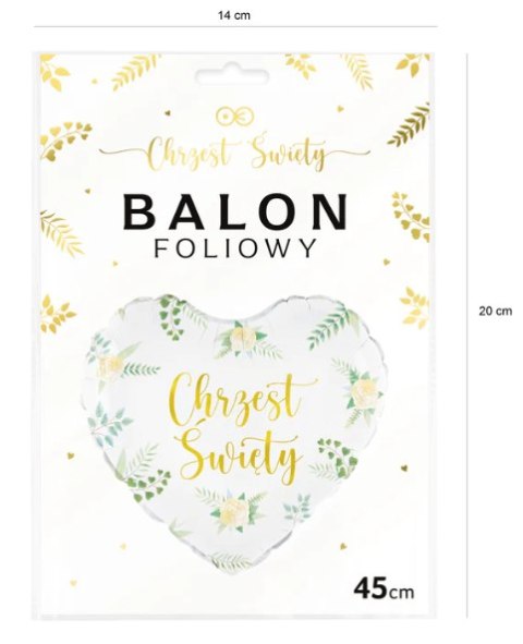 Balon foliowy serce Chrzest Święty 45cm | 127766