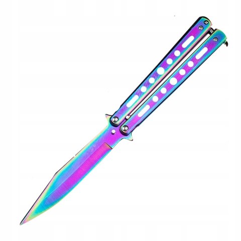 Nóż motylek tęczowy nóż motylkowy rainbow ostry fade 22,5cm 1372