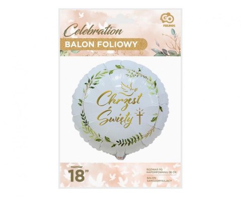 Balon foliowy Chrzest Święty gołąbek i krzyż 18" | FG-OCGK