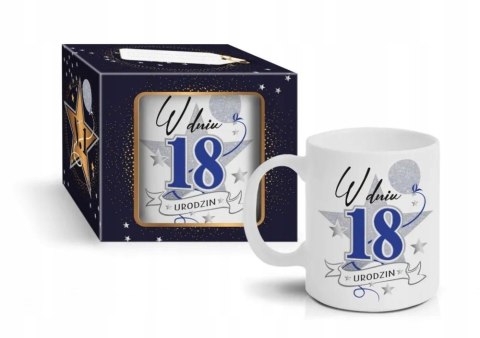 Kubek 300ml W dniu 18 urodzin URODZINOWA STARS GRANAT