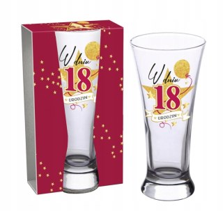 Szklanka do piwa 300ml - W dniu 18 urodzin URODZINOWA STARS MAGENTA