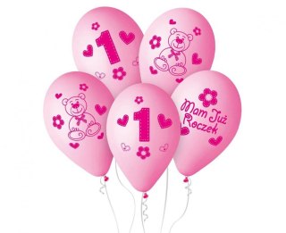 Balony Premium "Moje 1 urodziny różowe 30 cm / 5 szt. GB-MU1G