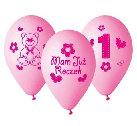 Balony Premium "Moje 1 urodziny różowe 30 cm / 5 szt. GB-MU1G