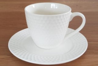 Kpl 6 filiżanek + spodki biała porcelana