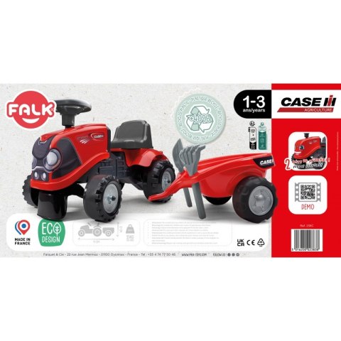 FALK Jeździk Traktorek Baby Case IH Ride-On Czerwony z Przyczepką + akc. od 12 miesięcy