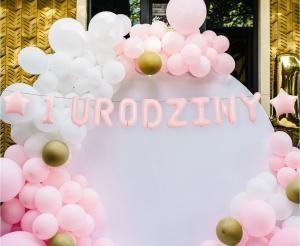 Girlanda papierowa "1 URODZINY" różowa 1,5 m. BF-BURR