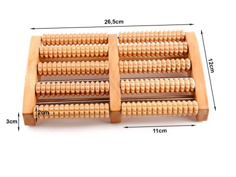 Masażer do stóp tradycyjny drewniany roller 2x5 01647