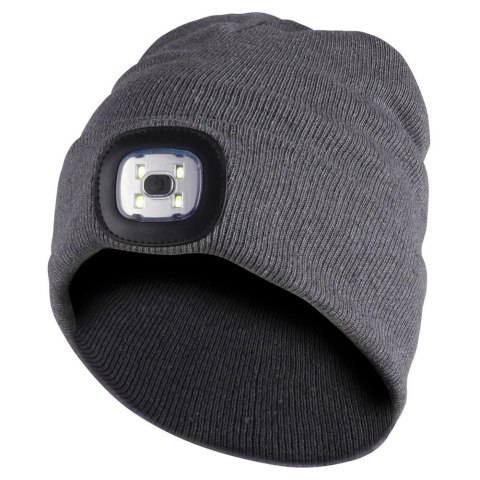 Czapka z latarką beanie szara