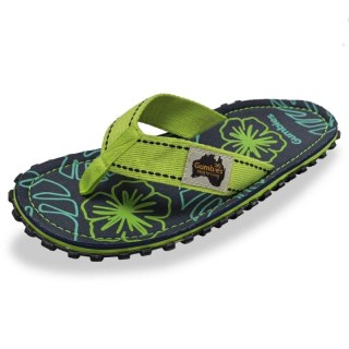 Japonki Gumbies Islander Flip-Flops Lime Hibiscus GU-FFISL148