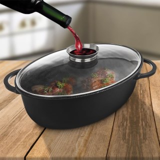 Brytfanna granitowa / garnek z pokrywką szklaną 8 l GRANDE