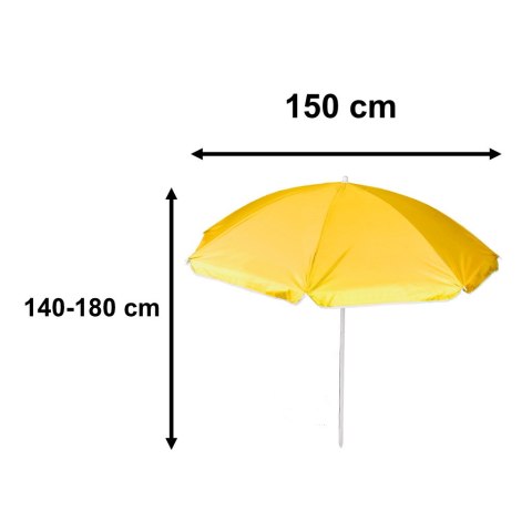 Parasol ogrodowy plażowy regulowany łamany składany UV 150cm żółty Parasol ogrodowy plażowy regulowany łamany składany UV 150cm żółty