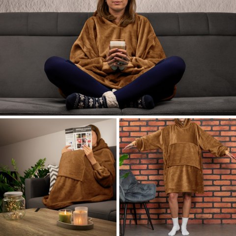 Bluzair Bluza Koc Oversize Kaptur Polska Toffee