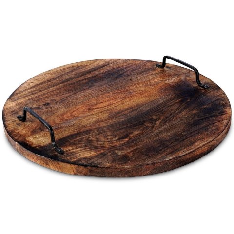 Deska drewniana do krojenia serwowania okrągła taca z uchwytami 39-40 cm Deska drewniana do krojenia serwowania okrągła taca z uchwytami 39-40 cm