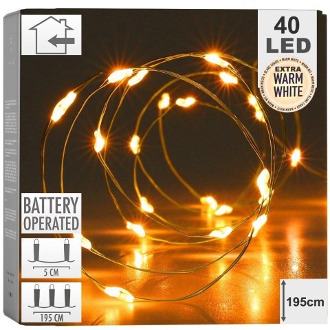 Lampki świąteczne druciki 40 LED 195 cm Lampki świąteczne druciki 40 LED 195 cm
