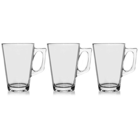Szklanka z uchem do kawy herbaty napojów komplet szklanek zestaw 250 ml 3 sztuki Szklanka z uchem do kawy herbaty napojów komplet szklanek zestaw 250 ml 3 sztuki