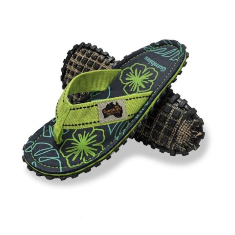 Japonki Gumbies Islander Flip-Flops Lime Hibiscus GU-FFISL148