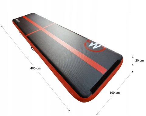 AirTrack Dmuchana Mata Gimnastyczna MASTER 400 x 100 x 20 cm Black-Red