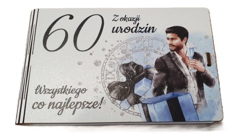 Pudełko na pieniądze 16 x 9,5cm banknotówka na 60 urodziny kolor ELEGANT PAN 3302-EPN60