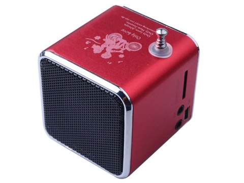 Głośnik bezprzewodowy przenośny mini radio fm led bluetooth mobilny microsd czerwony 06211_CZE