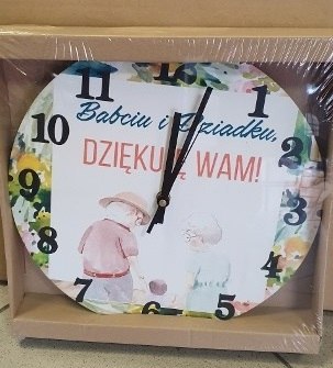 Zegar ścienny 30cm Babciu i Dziadku Dziękuję Wam