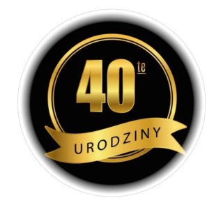 Naklejki 40 - te urodziny średnica 55 mm - 12szt