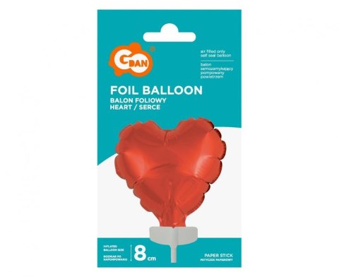 Balon foliowy 8cm serce na patyczku czerwone | BS-4CRW