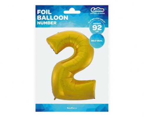 Balon cyfra "2" złota 45'' 92cm | HS-C45ZM2